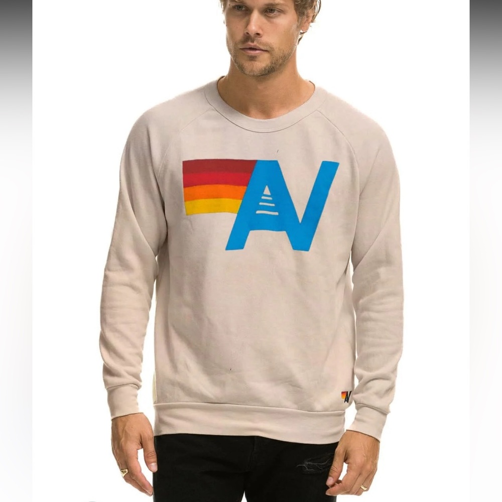 New! Aviator Nation Logo Sweatshirt - Sand - Picture 2 of 9